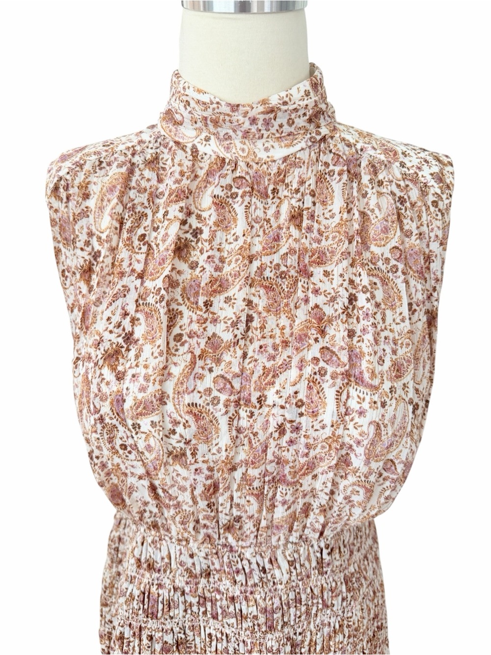 NWT House of Harlow Floral Smocked Waist Sleeveless Mini Dress Sz S - Picture 4 of 12